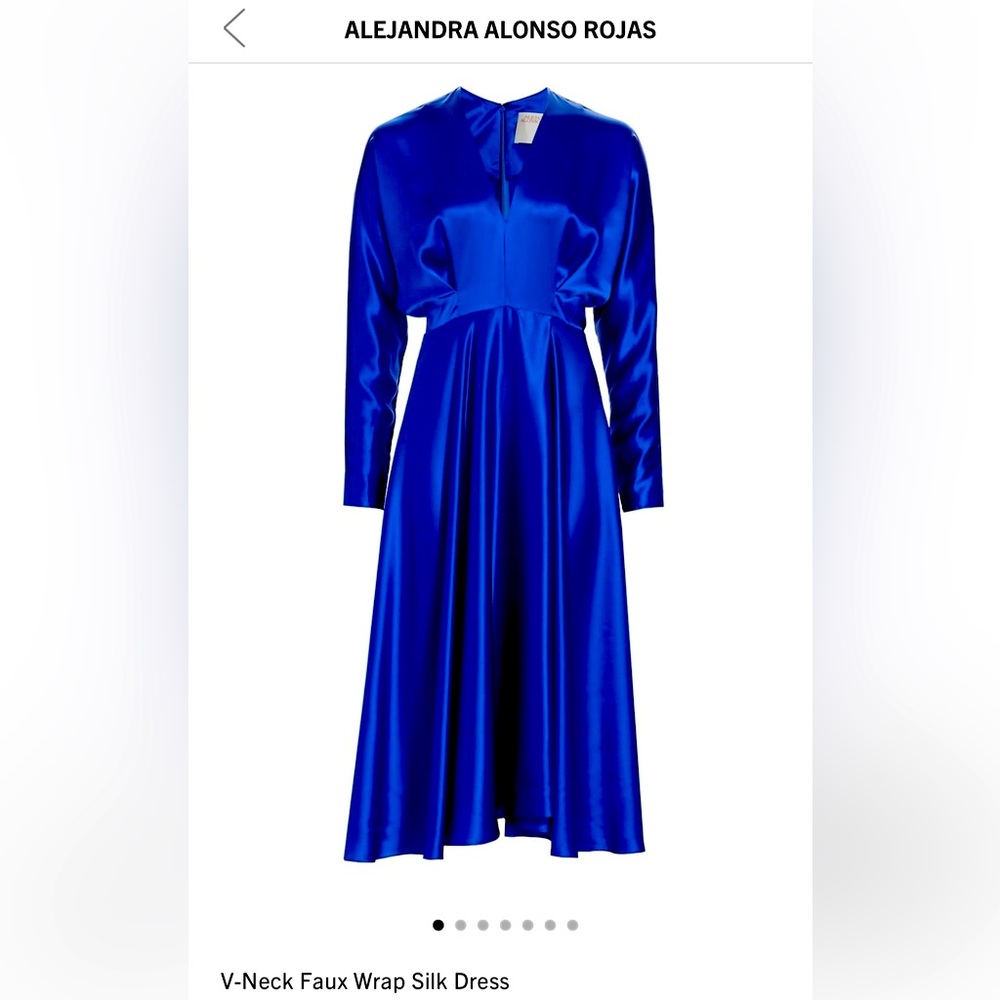 NEVER WORN- Alejandra Alonso Rojas 100% Silk Rich Royal Blue Midi Dress